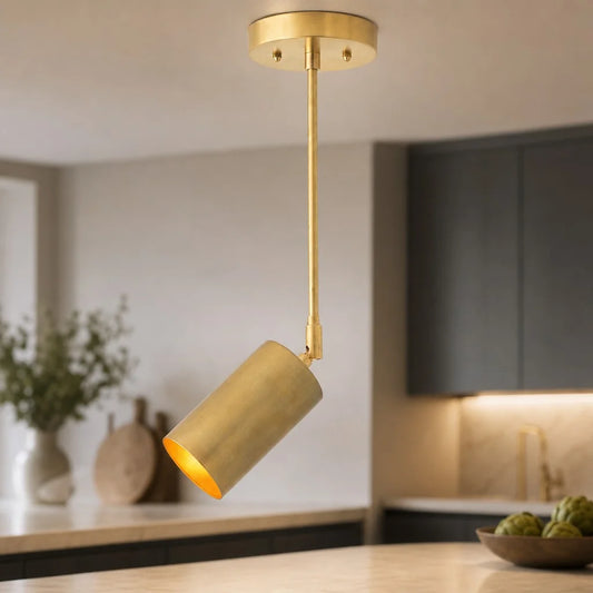Neria Minimalist Modern Brass Cylinder Pendant Light