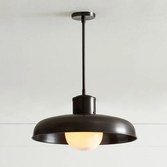 Nofin Farmhouse Outdoor Milk Glass Pendant Light