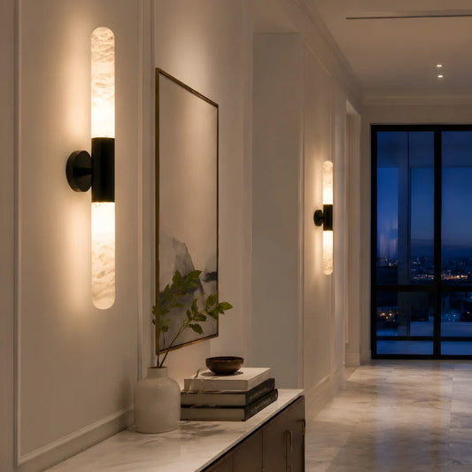 Orlina Modern Up Down Alabaster Cylinder Wall Light