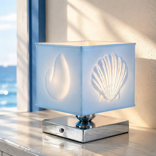 Osira Modern Embossed Scallop Shell Resin Square Table Lamp