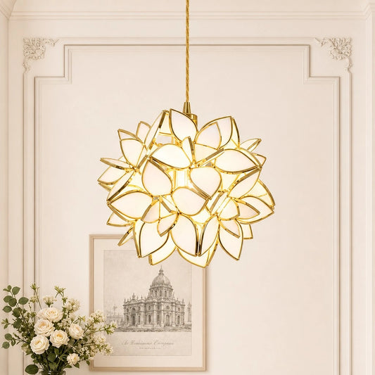 Othara Vintage Blossom Floral Capiz Shell Glass Pendant Light