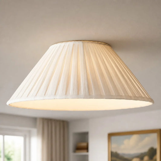 Ottilie Rustic Round Pleated Shade Flush Mount