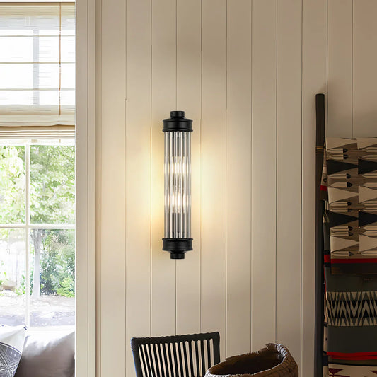 Paloma Modern Ribbed Glass Cylindrical Wall Sconce