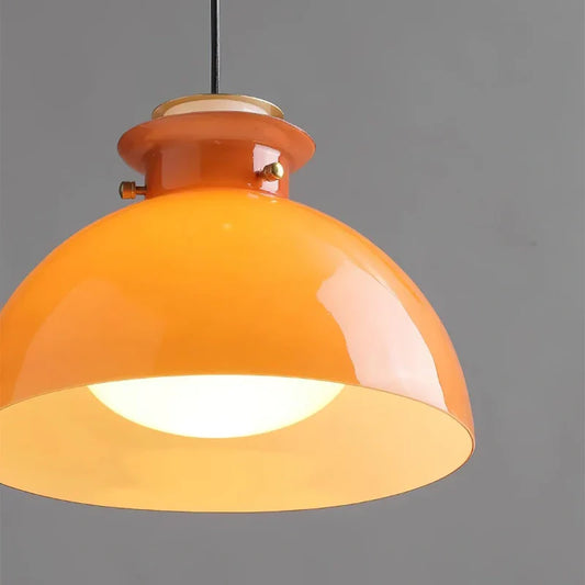 Pontos Contemporary Orange Round Glass Pendant Light