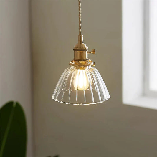 Porphyrion Mini Retro Brass Clear Glass Pendant Light