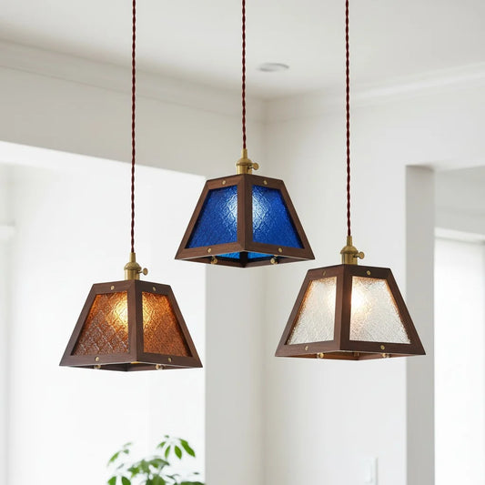 Retro Floral Pattern Glass Pendant Light