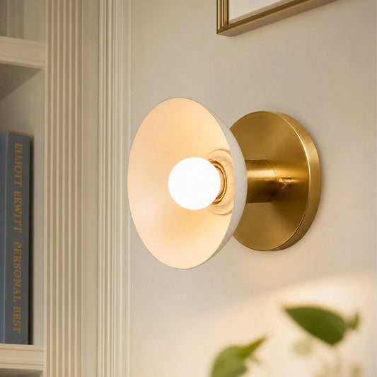 Romilly Contemporary 1-Light Round Brass Wall Light