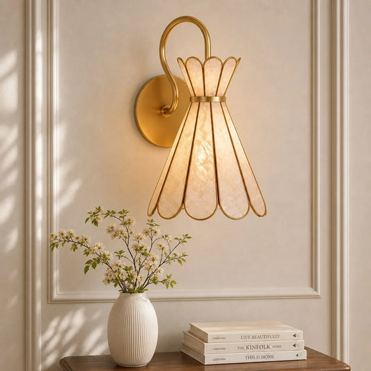 Rosalie Modern Glam Ambient Capiz Shell Wall Lamp