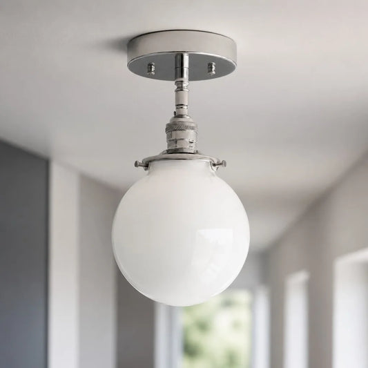 Rotae Modern Minimalist Globe Milk Glass Ceiling Light