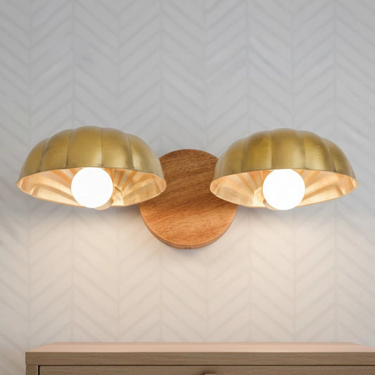 Rustic Sea Shell Wood Vanity Light