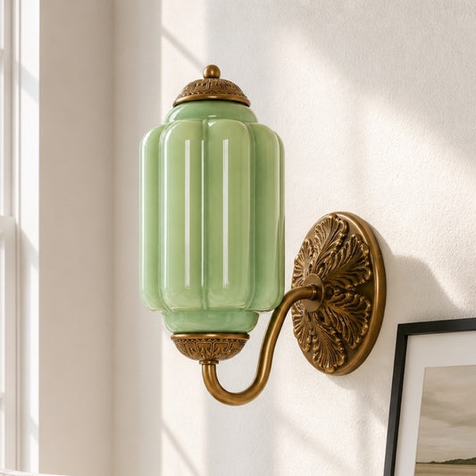 Ruth Vintage Scallop Milk Glass Oiled Brass Wall Sconce