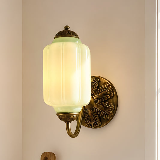 Ruth Vintage Scallop Milk Glass Oiled Brass Wall Sconce