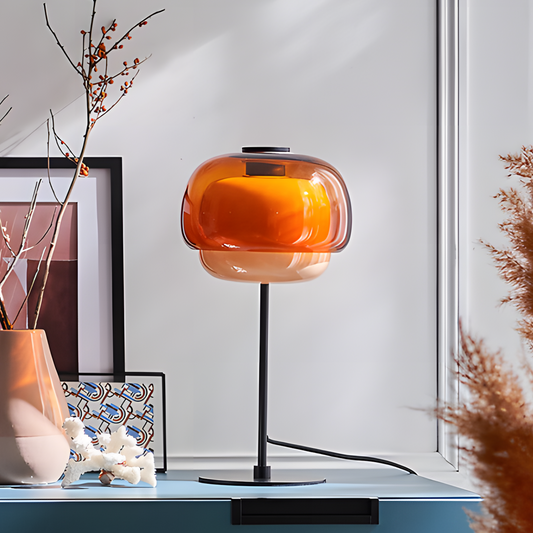 Sanae Modern Retro Double-Dome Colored Glass Table Lamp