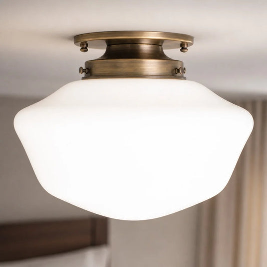 Sanen Retro White Geometric Glass Ceiling Light