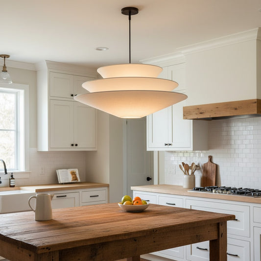 Scandinavian Tiered Linen Cone Pendant Light