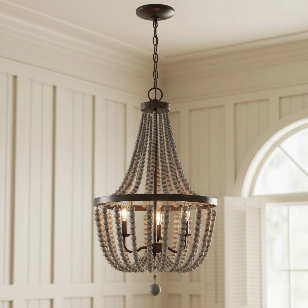 Liberty Vintage 3-Light Wood Clay Beads Chandelier | Mergelighting ...