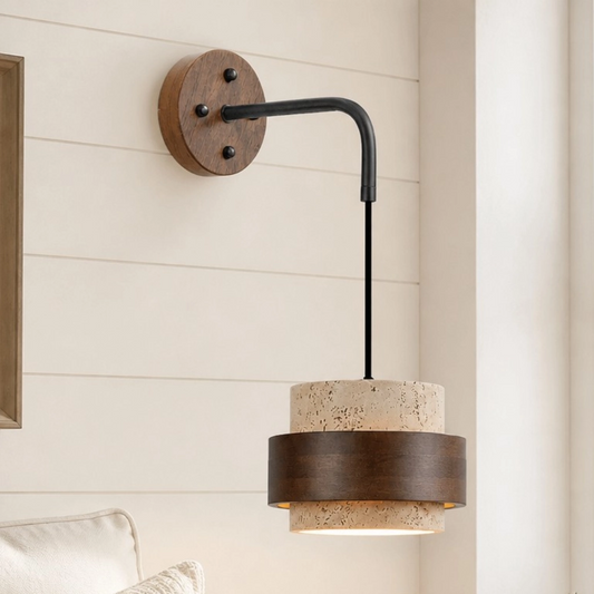 Selvano Wabi Sabi Cylinder Travertine Wall Light