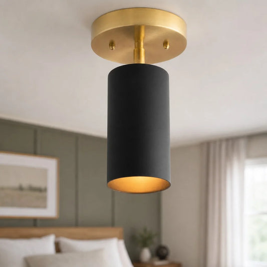 Sena Modern Black Metal Cylinder Ceiling Light