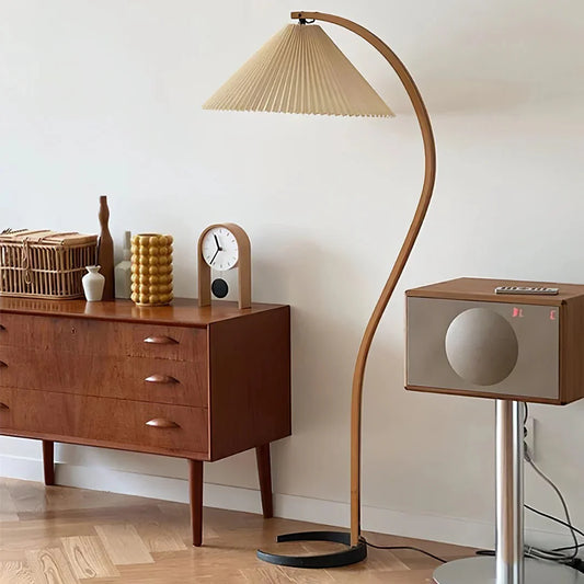 Signe Nordic Curved Wood Floor Lamp