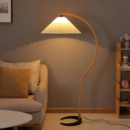 Signe Nordic Curved Wood Floor Lamp