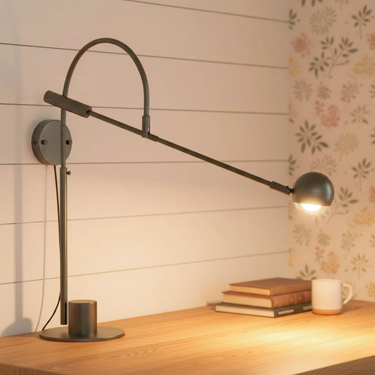 Sleek Gold Black Metal Desk Lamp, Rotatable, G9 Bulb, Bedroom Parlor Reading Light