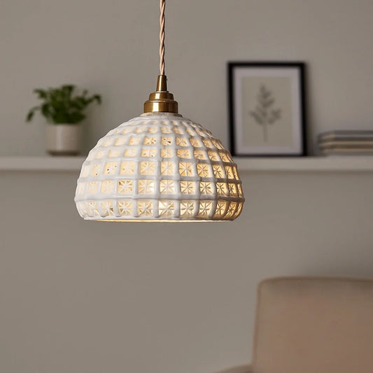 Solena Modern Ceramic Oval Cage Pendant Lamp