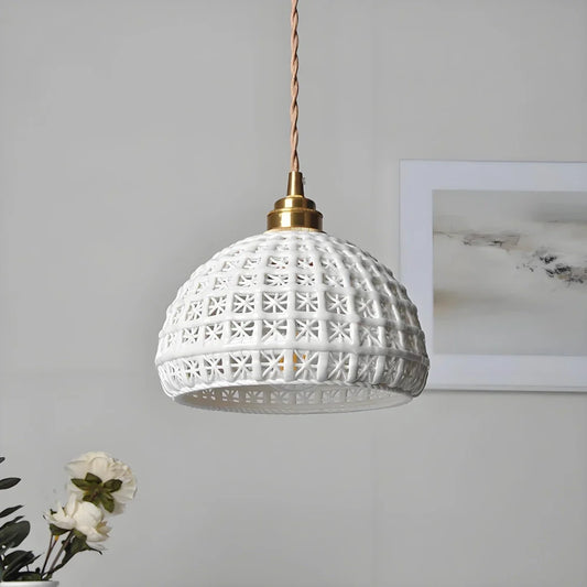 Solena Modern Ceramic Oval Cage Pendant Lamp