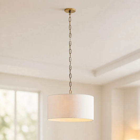 Soren Modern Farmhouse Linen Drum Pendant Light