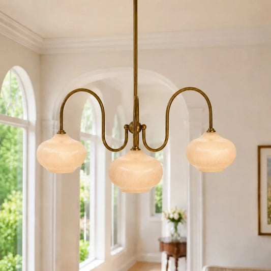 Sorrel Modern 3-Light Swan Curve Glass Chandelier