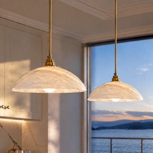 Sutton Modern Alabaster Dome Pendant Light