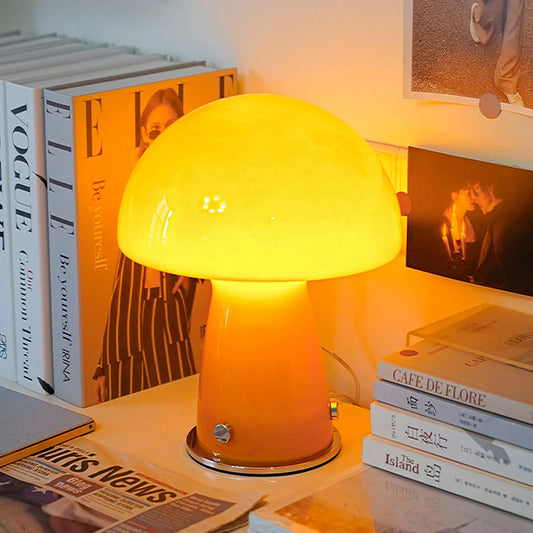 Sylas Modern Orange Bauhaus Mushroom Table Lamp