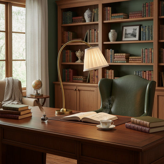 Tansy Vintage Curved Elegant Pleated Shade Table Lamp