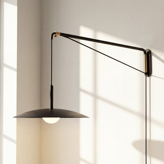 Theron Minimalist Adjustable Plug-In Metal Wall Sconce
