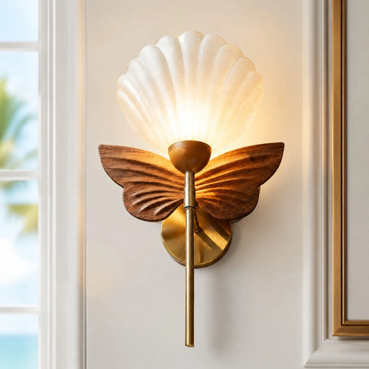 Tiora Vintage Shell Butterfly Wall Light