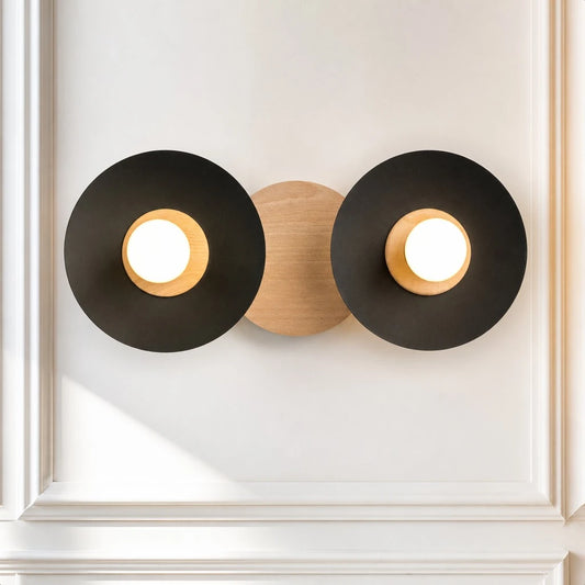Ulyra Nordic Wood Disc 2-Light Wall Sconce