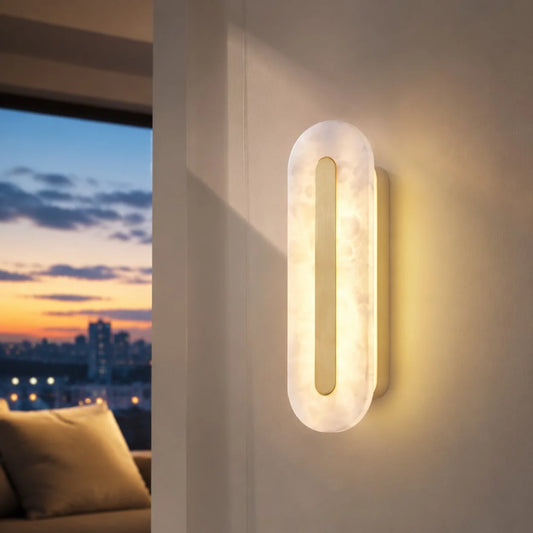Valeria Modern Alabaster Rounded Linear Wall Lamp