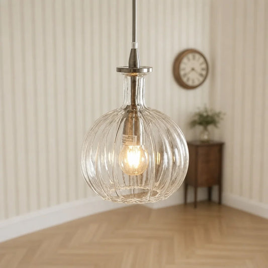 Vasco Modern Ribbed Glass Carafe Pendant Light
