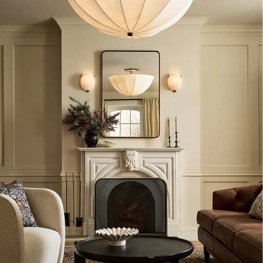 Vela Classic Traditional Round Pleated Shade Flush Mount Light