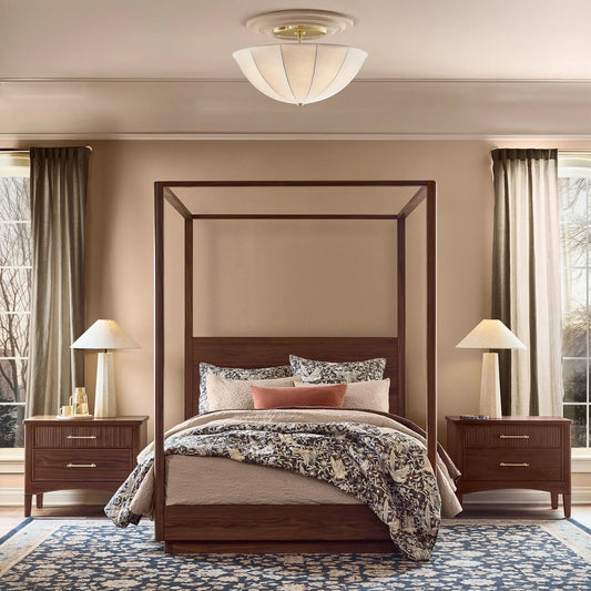 Vela Classic Traditional Round Pleated Shade Flush Mount Light