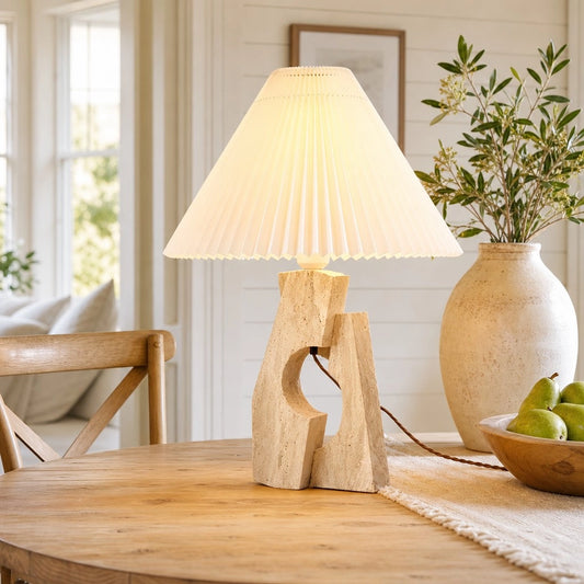 Velsera Modern Pleated Travertine Table Light