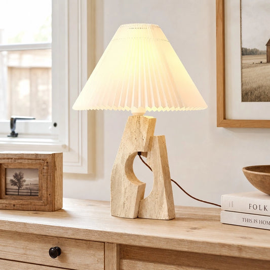 Velsera Modern Pleated Travertine Table Light