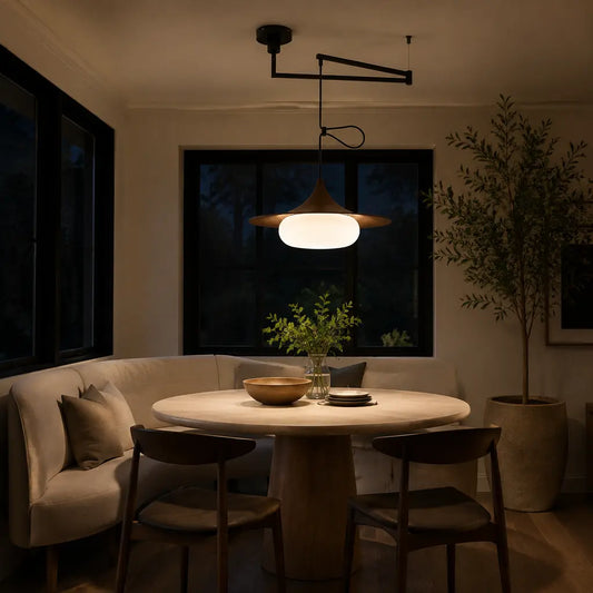 Velunna Modern Metal Acrylic Flared Swing Arm Pendant Light