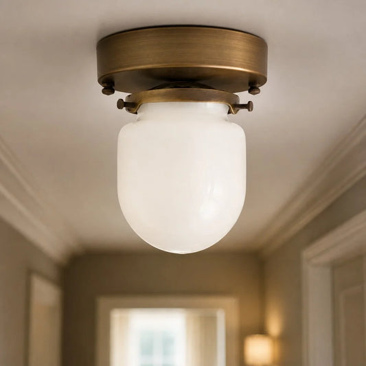 Vespart Modern Cylinder Milk Glass Semi‑Flush Ceiling Light