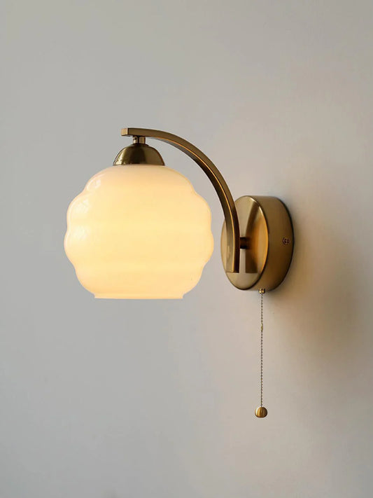 Vintage Bauhaus Milk Glass Wall Sconce