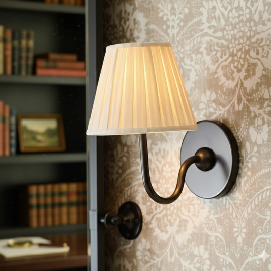 Vintage Drum Pleated Fabric Shade Wall Sconce