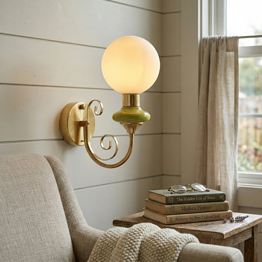 Vintage Sculptural Orb Metal Wall Light