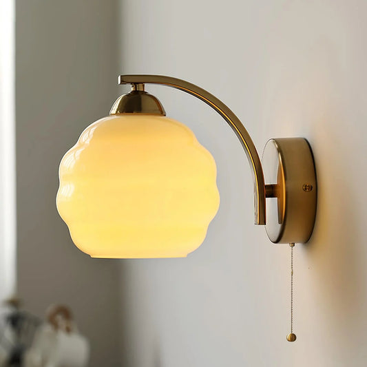 Vintage Bauhaus Milk Glass Wall Sconce