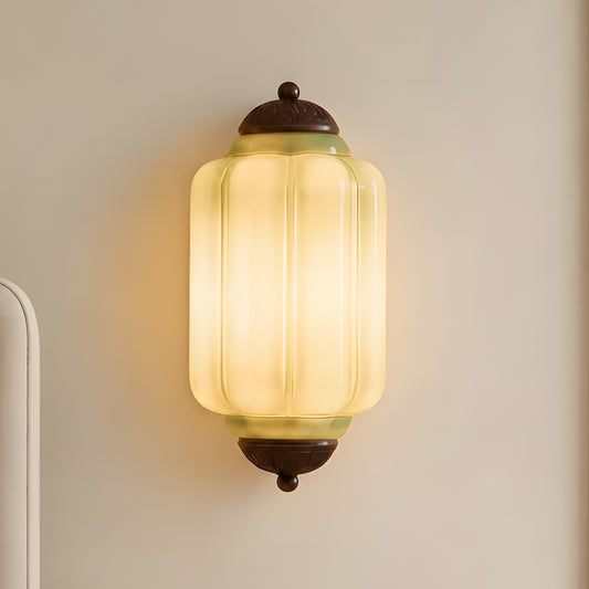 Bennet Vintage Scallop Milk Glass Flush Sconce Wall Light