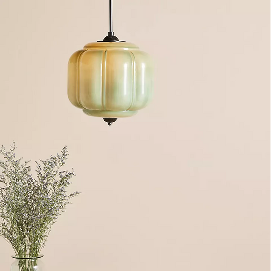 Lumi Vintage Milk Glass Oiled Brass Eloise Pendant Light