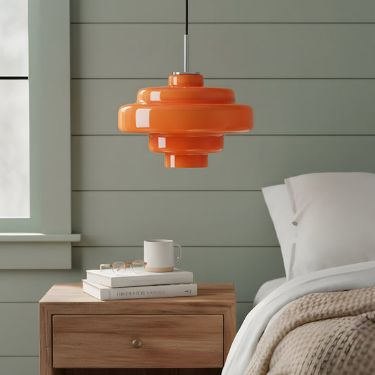 Vintage Muti-layer Orange Glass Pendant Light